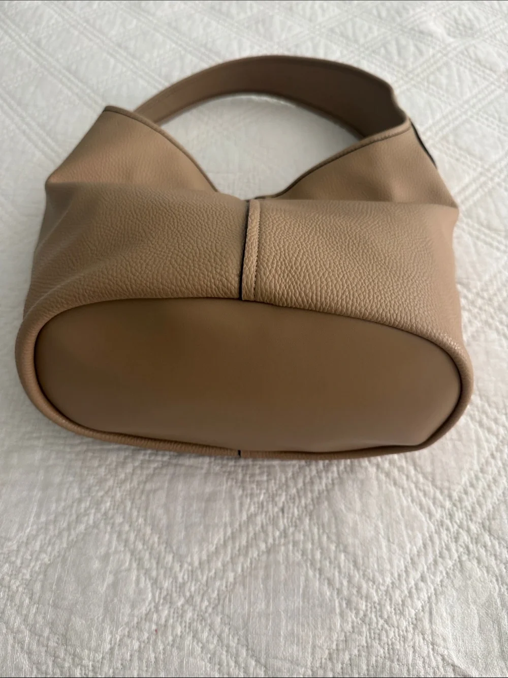 Michael Kors Sonny Hobo Camel Beige Pebble Leather Shoulder Bag Purse Tote